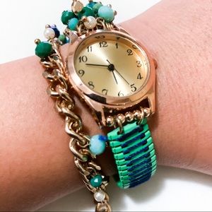 Turquoise wrap wrist watch